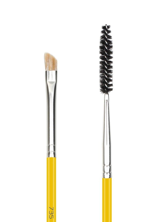 Bdellium Tools Professional Makeup Brush - Studio Series 735 Double-Ended Brow/Lash - With Mix of Soft Synthetic & Natural Fibers, For Eyes’ Daily Grooming (Yellow, 1pc) - Image 2
