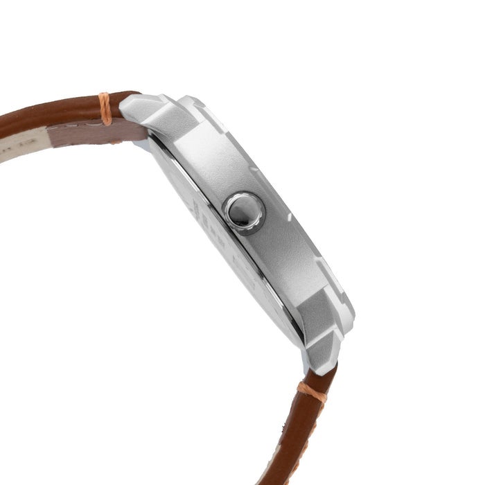 ELIZ ES8924G1SND SS Caseback & Leather Strap Day-Date Men's Watch - Image 3