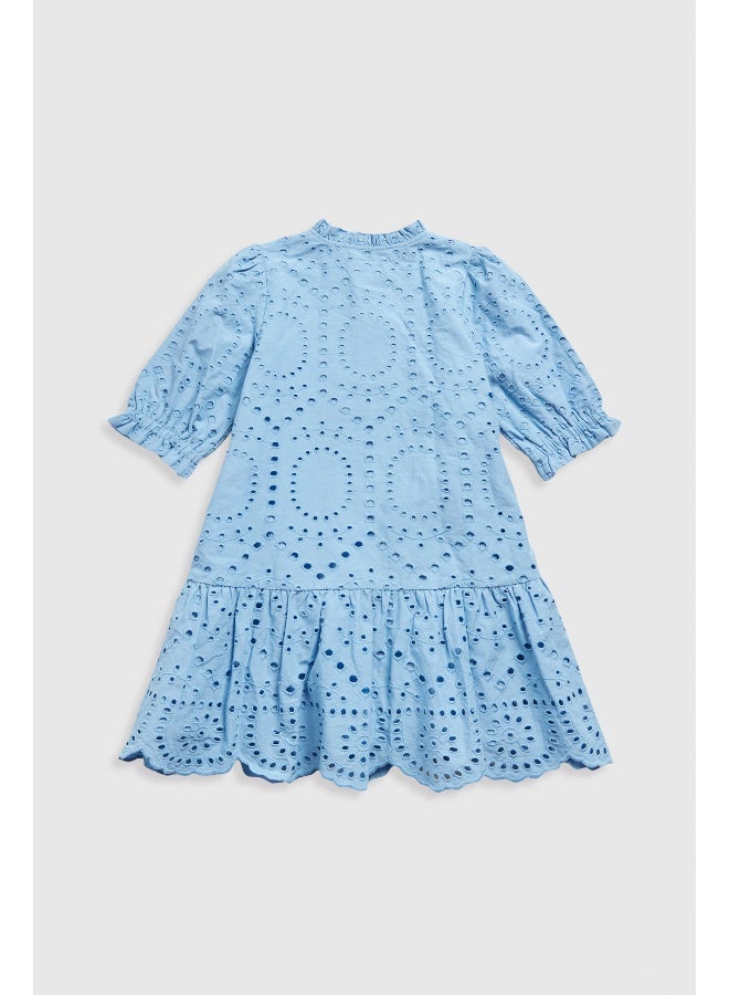 mothercare Blue Broderie Dress - Image 1