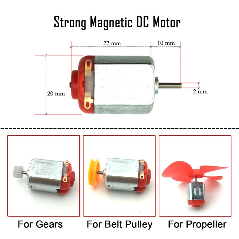EUDAX 10pcs Micro 130 DC Motor Strong Magnetic Brushed Electric DC 3V 12V 25000 RPM Cars Toys Electric Motor High Speed Torque DIY Remote Control Toy Car Hobby Motor Metal Car Engine Motor Kit for Toys - Image 2