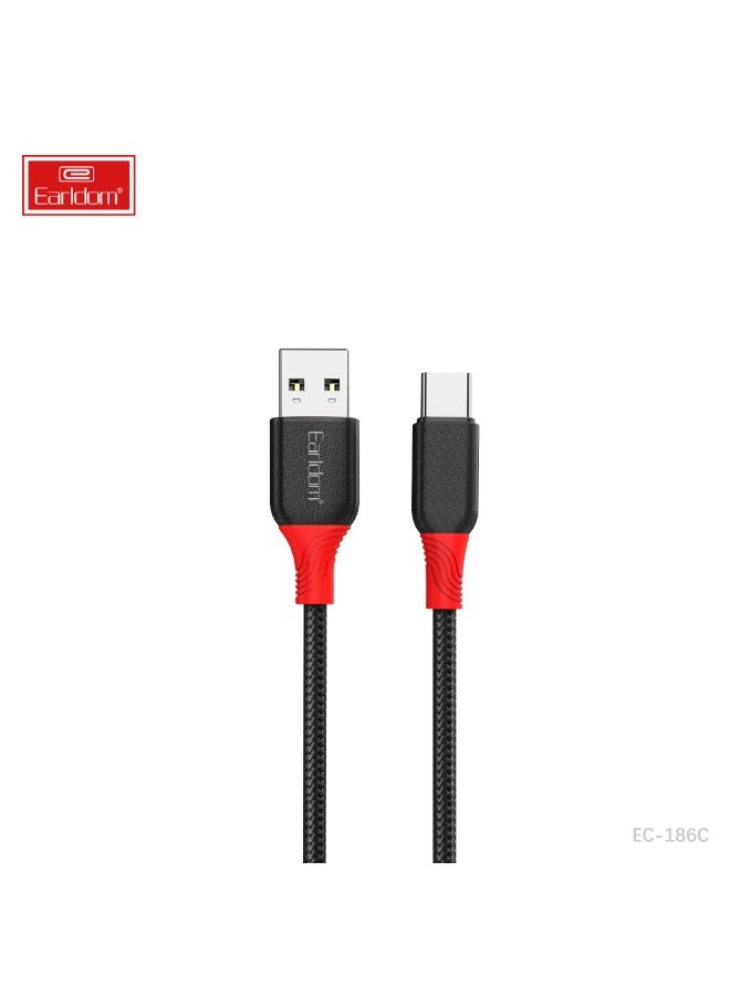 Earldom EC-186C 2.4A Cable Type-C Fast Charging, 1m Length – black - Image 1