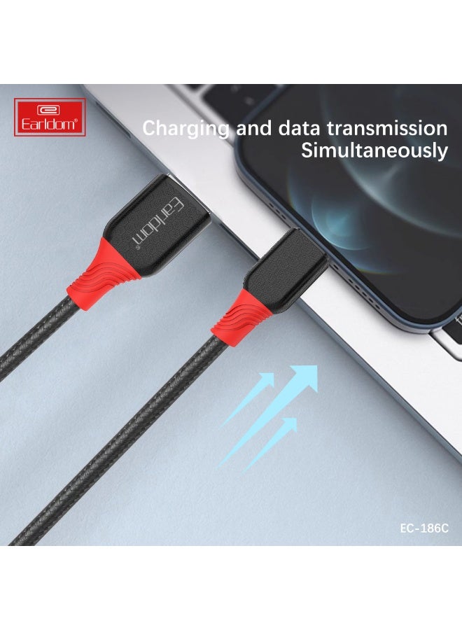 Earldom EC-186C 2.4A Cable Type-C Fast Charging, 1m Length – black - Image 4