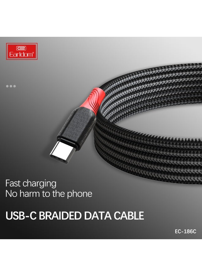 Earldom EC-186C 2.4A Cable Type-C Fast Charging, 1m Length – black - Image 5