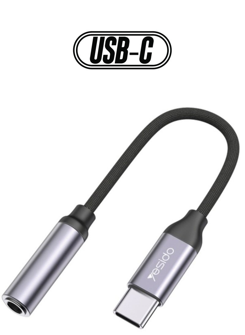 Yesido YAU19 Type-C to 3.5mm Audio Adapter Cable(Grey) - Image 1
