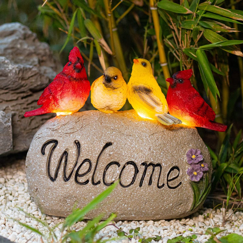 Ovewios Solar Garden Statues Outdoor Decor, Welcome Sign Garden Sculptures Statue Novelty Birds Figurine Decoration for Patio Yard Porch Art Home Decor - Image 5