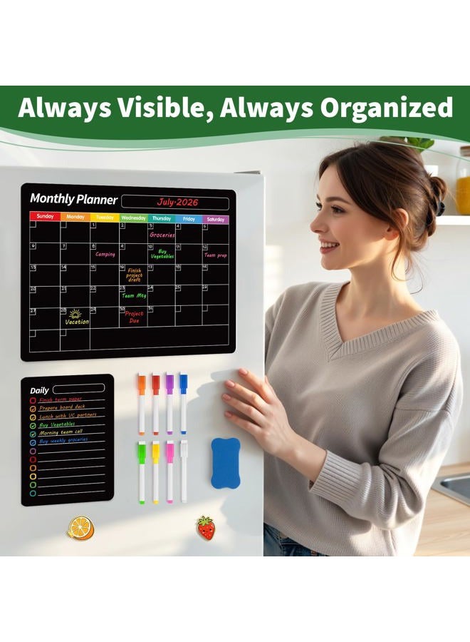 FINDMAG Magnetic Dry Erase Board, Menu Board for Kitchen, Magnetic Calendar for Planner 2025-2026, Monthly Fridge Calendar with 6 Markers & Eraser for Cleaning Schedule and Checklist, 16"×12" - Image 2