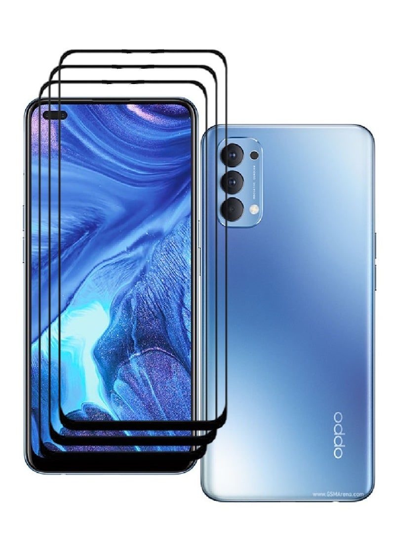 AINA 3 Pieces Tempered Glass Screen Protector 5D Designed For Oppo Reno4 Full Glue Edge to Edge Full Screen Coverage And Bubble Free - Image 1