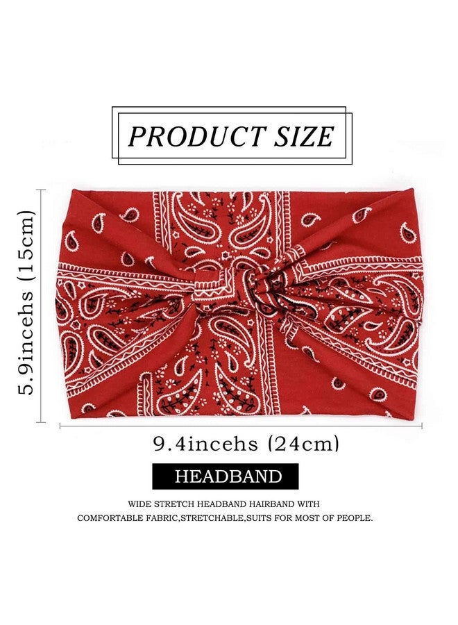 Olbye Boho Headbands Women Wide Knotted Hairbands Elastic Turban Head Bands Nonslip Floral Headband Yoga Sports Sweatbands Workout Head Wraps Bandana Hair Scarfs Bohemian Hair Accessories 6Pcs  - Image 5