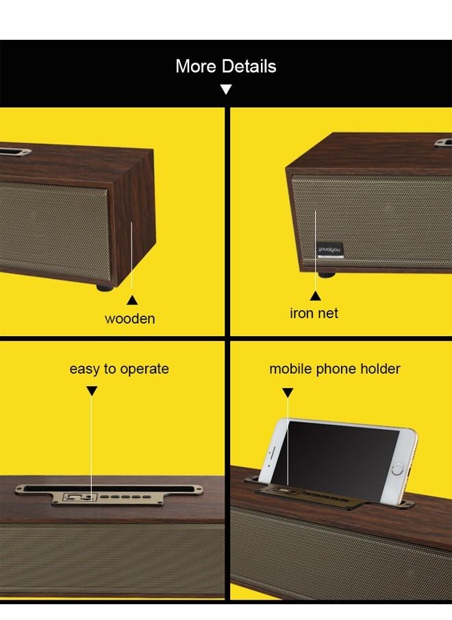 Generic - Retro Bluetooth Speakers Wooden Bookshelf Speakers with Aux Input and FM Radio, PC Computer Speakers for Desktop Bluetooth Wireless, Home Small Blue Tooth Speaker for iPhone TV - Image 1
