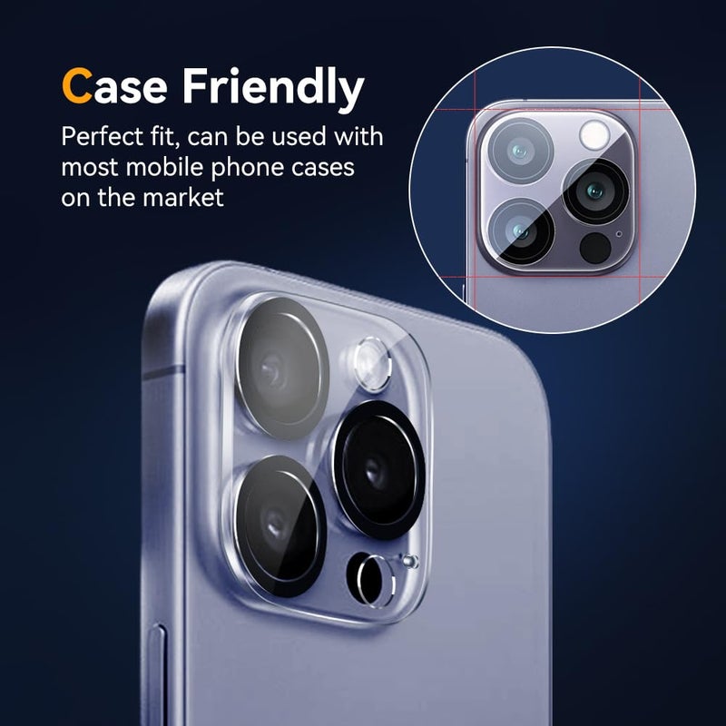 Vipsent Camera Lens Protector for iPhone 15 Pro 6.1" ï¼† iPhone 15 Pro Max 6.7",9H Tempered Glassï¼ŒUltra HD, Scratch Resistance Easy to Installï¼ŒCase Friendlyï¼Œ[Does not Affect Night Shots] 3-Pack - Image 4