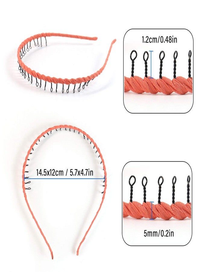 Framendino, 10 Pack Ribbon Wrapped Metal Headbands with Teeth Comb Hair Hoop Hairband for Women Girls - Image 2