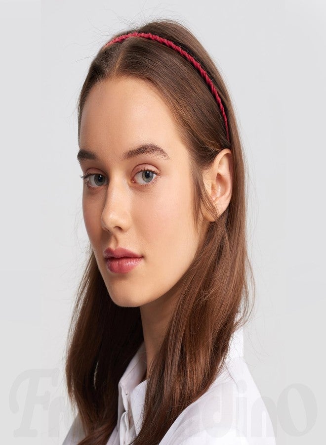 Framendino, 10 Pack Ribbon Wrapped Metal Headbands with Teeth Comb Hair Hoop Hairband for Women Girls - Image 3