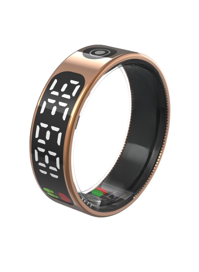 AROAQ - SR09 Fitness Ring, Gesture Control Ultra Thin Smart Ring With Sleep Monitor, IP68 Waterproof Activity Tracker With Digital Display, Smart Health Monitoring Ring For Women And Men, (Rose Gold) - Image 1