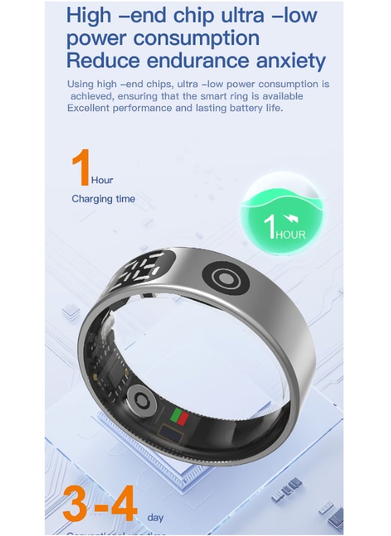 AROAQ - SR09 Fitness Ring, Gesture Control Ultra Thin Smart Ring With Sleep Monitor, IP68 Waterproof Activity Tracker With Digital Display, Smart Health Monitoring Ring For Women And Men, (Rose Gold) - Image 1