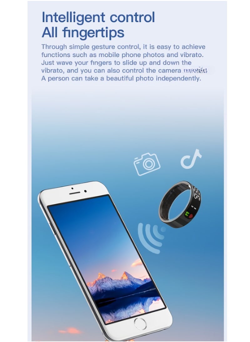 AROAQ - SR09 Fitness Ring, Gesture Control Ultra Thin Smart Ring With Sleep Monitor, IP68 Waterproof Activity Tracker With Digital Display, Smart Health Monitoring Ring For Women And Men, (Rose Gold) - Image 1