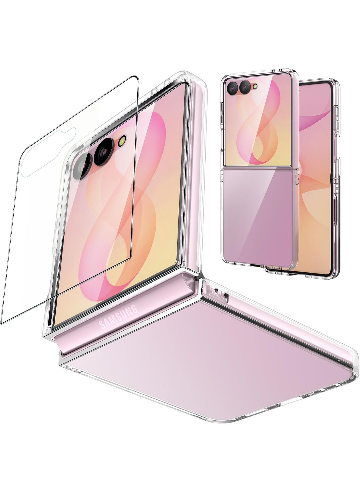 Slim Fit Case for Samsung Galaxy Z Flip 8, with Front Built-in Screen Protector, Ultra Thin Matte PC Protective Cover for Galaxy Z Flip8 5G 2026 Clear
