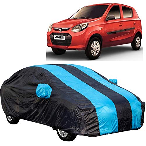 The Autostory 190 Taffeta Water Resistant Car Body Cover Compatible with Maruti Alto 800 with Mirror Pockets (Teak/Navy Blue) - Image 1