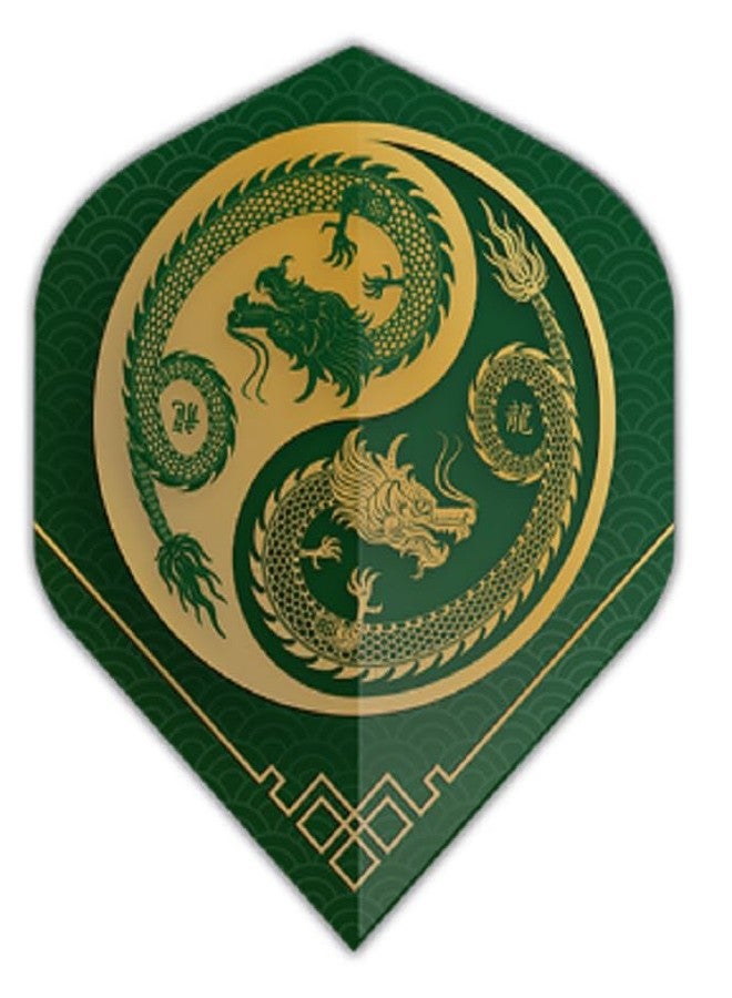 US Darts Pentathlon Dragon (Green) Standard Dart Flights - 3 Sets (9 Flights) - 100 Micron - Ex-Tough