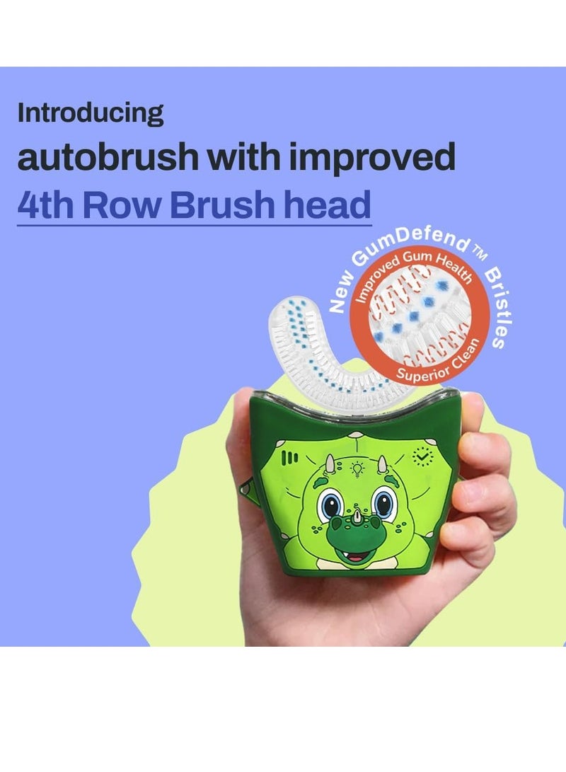 AutoBrush autobrush Kids U Shaped Electric Toothbrush, ADA Accepted, Sonic Pro with Unique 360° Nylon Bristles 3 Cleaning Modes,Whitening LED-Lights,Plays Music (Double-Sided),Ages 3-5, Dinosaur - Image 4