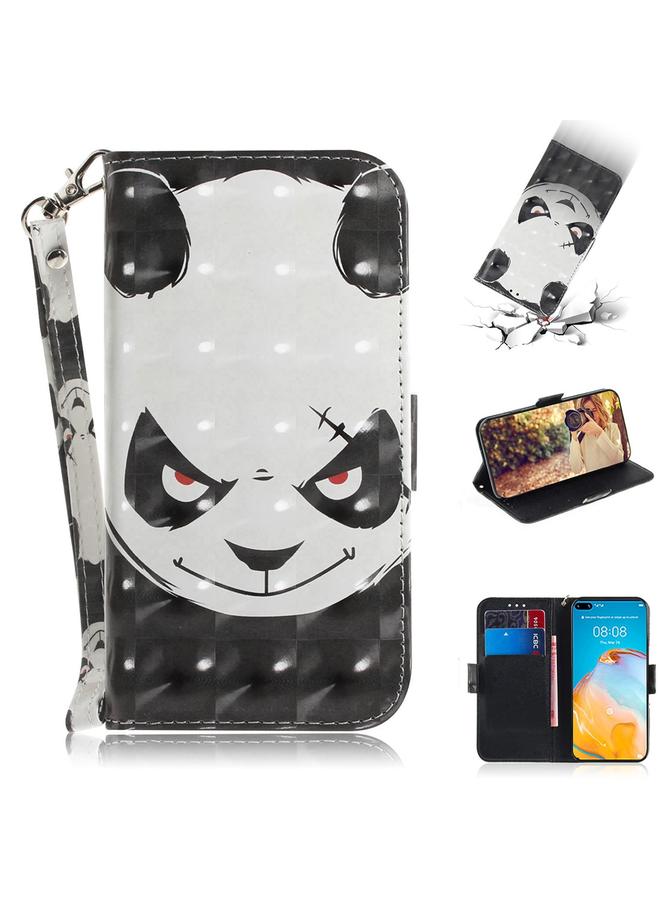 اس-توب جراب لهاتف Huawei P40 جراب جلدي أفقي قابل للطي ثلاثي الأبعاد مع حامل وفتحة بطاقة ومحفظة وحبل - Image 1