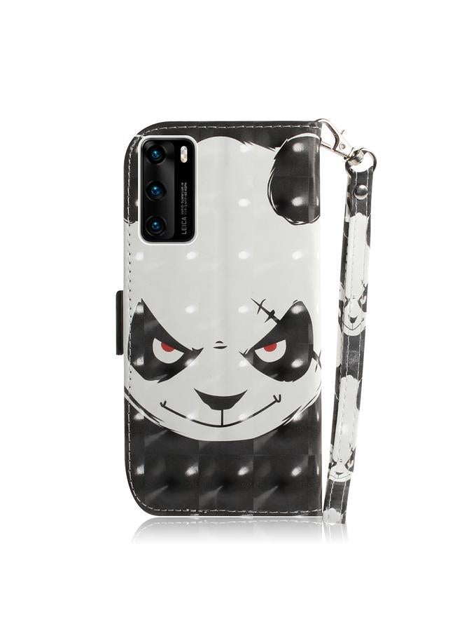 اس-توب جراب لهاتف Huawei P40 جراب جلدي أفقي قابل للطي ثلاثي الأبعاد مع حامل وفتحة بطاقة ومحفظة وحبل - Image 3