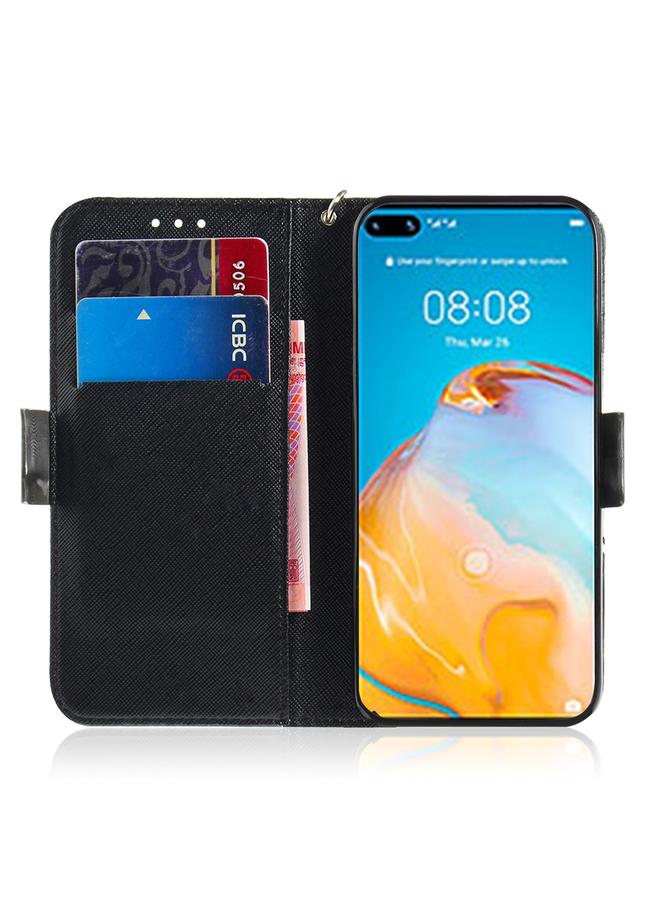 اس-توب جراب لهاتف Huawei P40 جراب جلدي أفقي قابل للطي ثلاثي الأبعاد مع حامل وفتحة بطاقة ومحفظة وحبل - Image 5