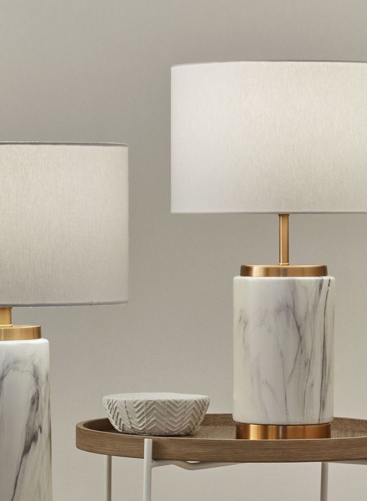 سوليتير مصباح ترابيزة من الستانلس ستيل ومظهر الرخام الطبيعي - Image 2