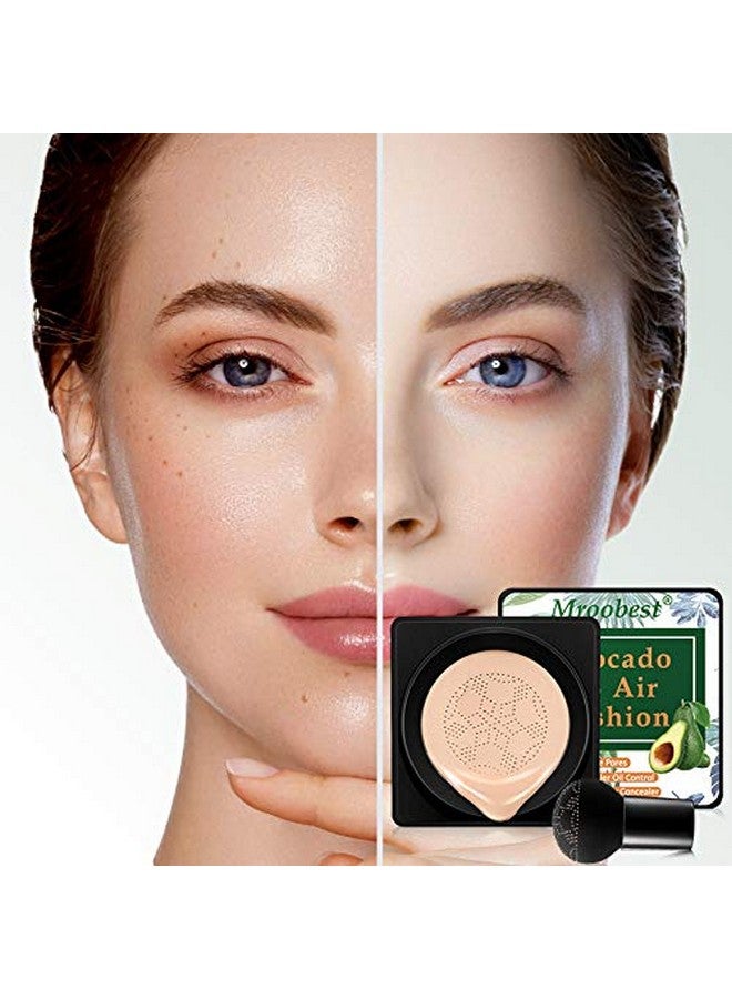 Mroobest BB Mushroom Air Cushion, Avocado BB/CC Cream, All-Day Lasting Nude Foundation, Even Skin Tone Makeup Base, Easy to Apply, Thin, Moist - Image 5