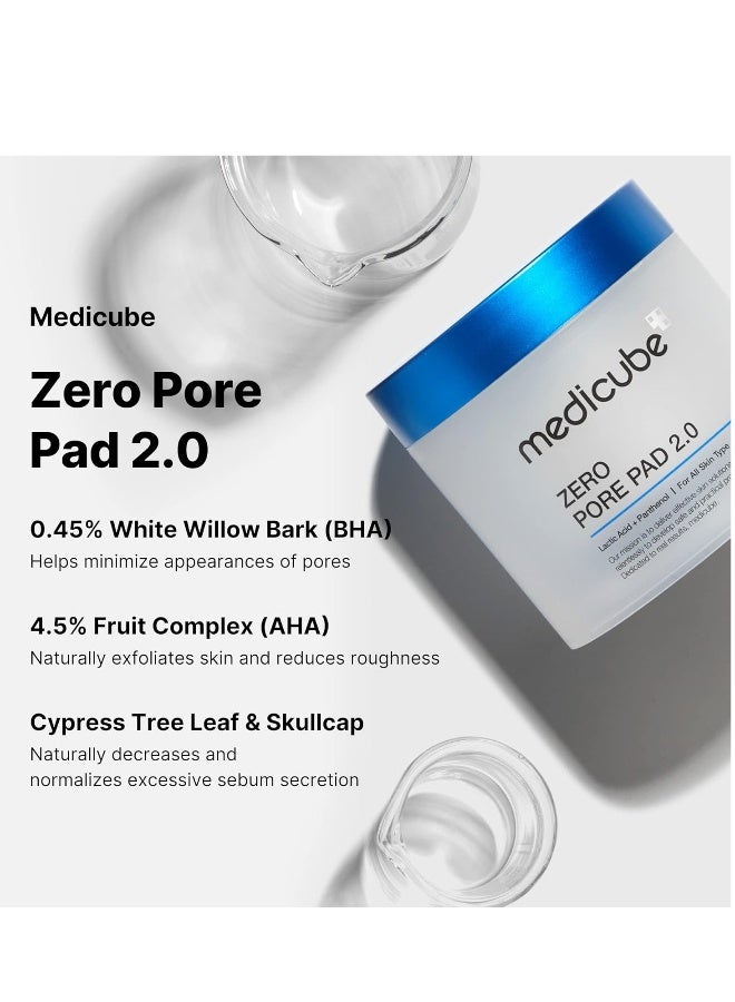 Medicube Zero Pore Pads 2.0 - Dual-Textured Facial Toner Pads for Exfoliation and Minimizing Pores with 4.5% AHA Lactic Acid & 0.45% BHA Salicylic Acid - Ideal for All Skin Types - Korean Skin Care - Image 4