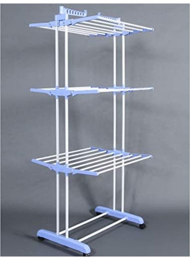 alimforyou 4-Tier Clothes Drying Rack Foldable Stainless Steel Drying Rack Movable Drying Rack with 4 Wheels 170 x 50 x 76cm  - Image 4