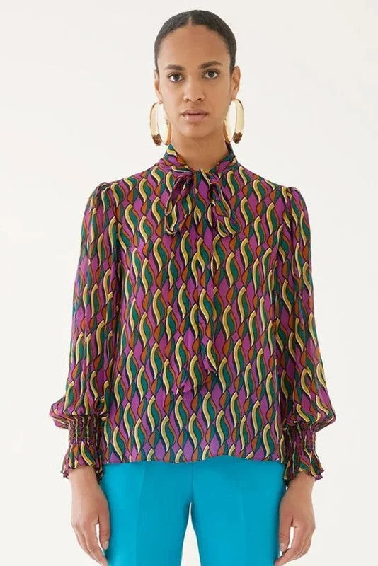 EXQUISE Blouse with Tie Detail