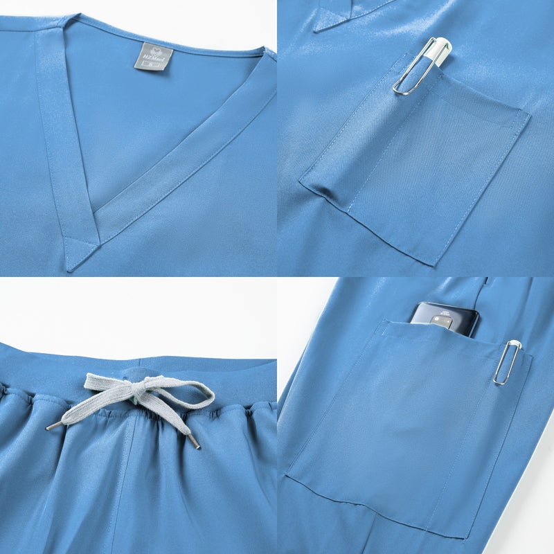 Quick-Dry Stretch Scrub Set Womens Short Sleeve Workwear 82005 green  - Image 4