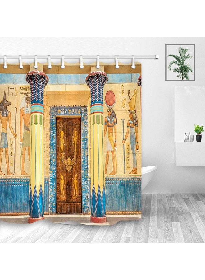 NYMB Egyptian Shower Curtains, Mysterious Ancient Egyptian on Egypt Temple Wall, Polyester Fabric Vintage Egypt Shower Curtain, Bathroom Accessory Sets, Hooks Included, (69X70in) - Image 2