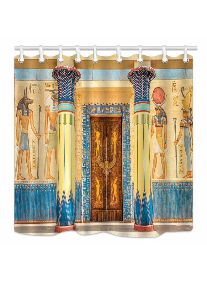 NYMB Egyptian Shower Curtains, Mysterious Ancient Egyptian on Egypt Temple Wall, Polyester Fabric Vintage Egypt Shower Curtain, Bathroom Accessory Sets, Hooks Included, (69X70in) - Image 1