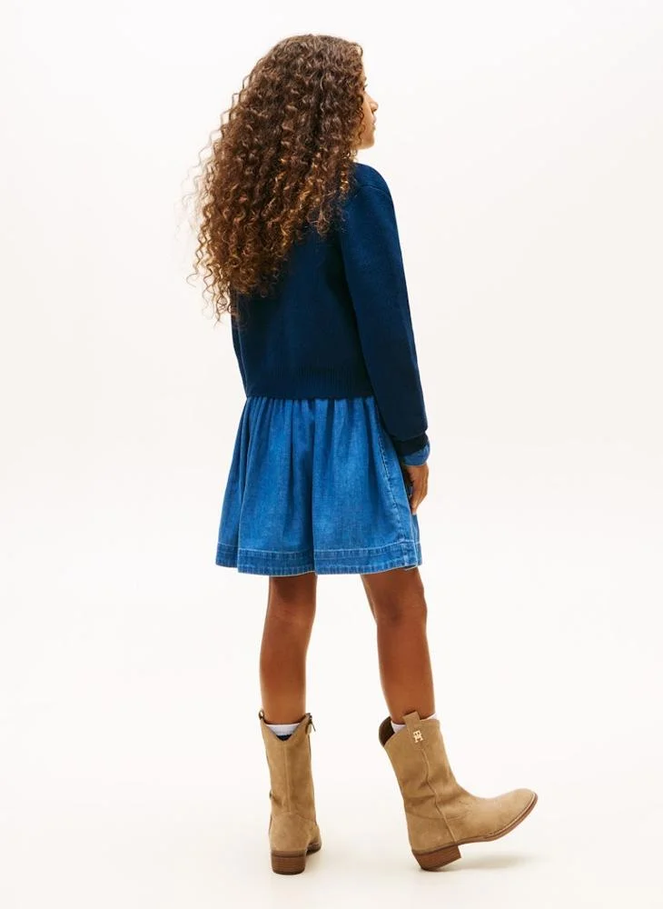 TOMMY HILFIGER Youth Chenille Crew Neck Cardigan