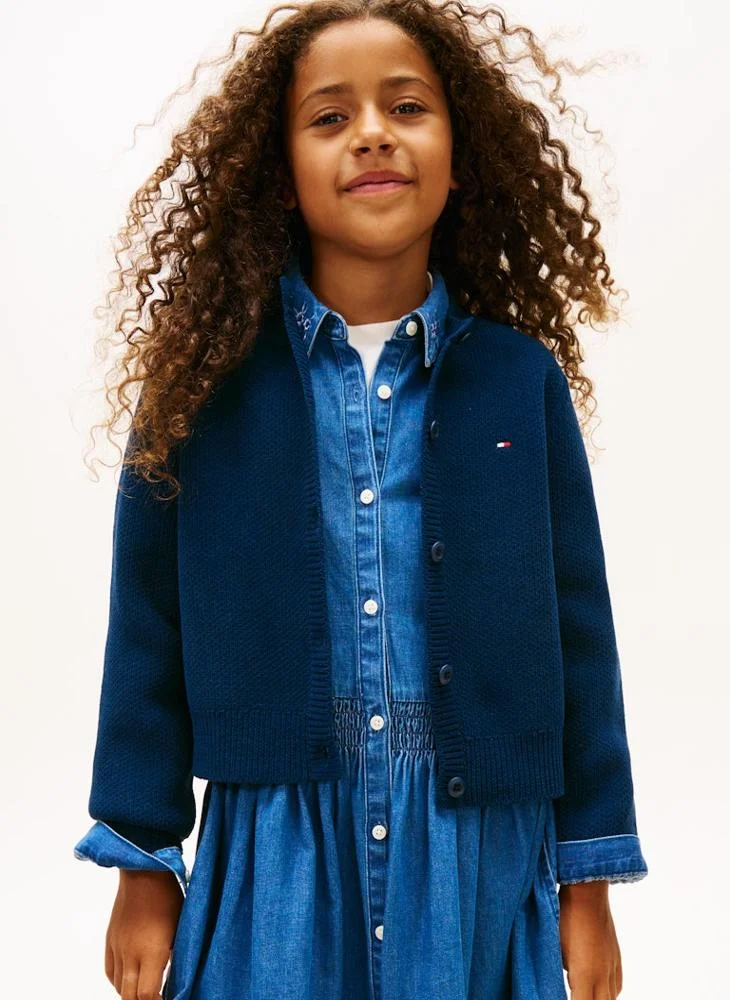 تومي هيلفيغر كارديجان شبابي بياقة دائرية من الشانيل