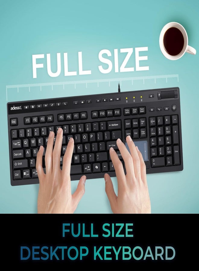 Adesso EasyTouch 445 Multi-Channel Wired Touchpad Keyboard, Black (AKB-445UB) - Image 4