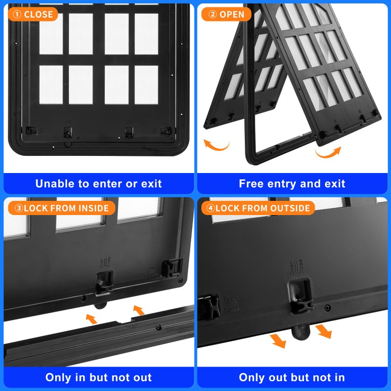 Morikey Large Dog Screen Door, 13 x 17 inches Flap Opening Dog Door for Screen Door with 4 Entry Ways, Magnetic Self-Closing Pet Screen Door for Dogs Cats, Black - Image 4
