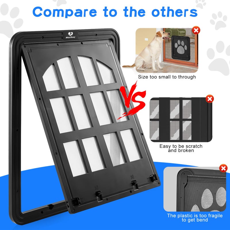 Morikey Large Dog Screen Door, 13 x 17 inches Flap Opening Dog Door for Screen Door with 4 Entry Ways, Magnetic Self-Closing Pet Screen Door for Dogs Cats, Black - Image 5
