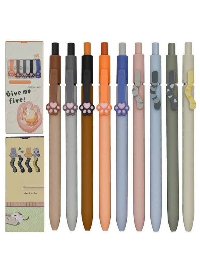 Maydahui 9 Pcs Retractable Cute Cat Paw Pens Cat Tail Press Pens Cat Claw Rollerball Pens Black Ink for Cat Lovers School Office Birthday Gift - Image 1