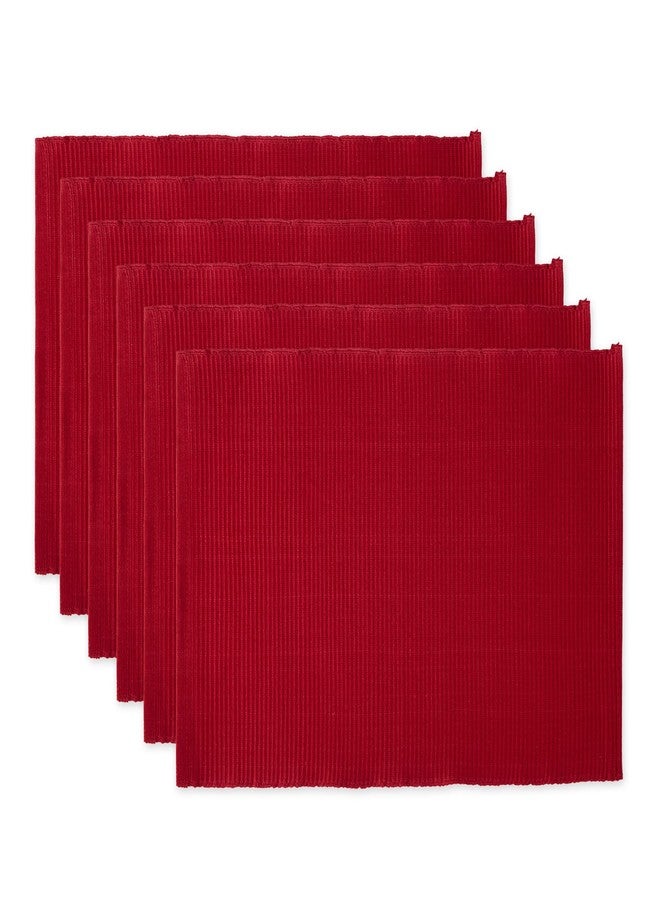 DII Basic Everyday Ribbed Tabletop 100% Cotton, Placemat Set, 13x19, Cardinal Red, 6 Piece - Image 1
