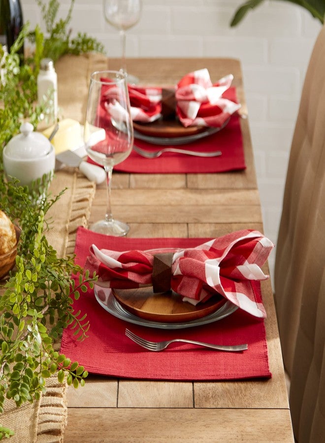 DII Basic Everyday Ribbed Tabletop 100% Cotton, Placemat Set, 13x19, Cardinal Red, 6 Piece - Image 4