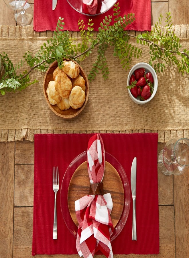 DII Basic Everyday Ribbed Tabletop 100% Cotton, Placemat Set, 13x19, Cardinal Red, 6 Piece - Image 3