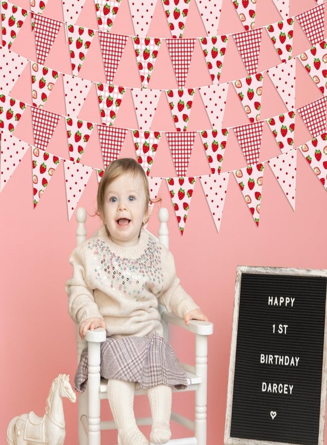 Renbuzhu 6PCS Strawberry Decor Pennant Banners Red Pink Triangle Flags Garland Berry First Birthday Baby Shower Party Decorations - Image 2