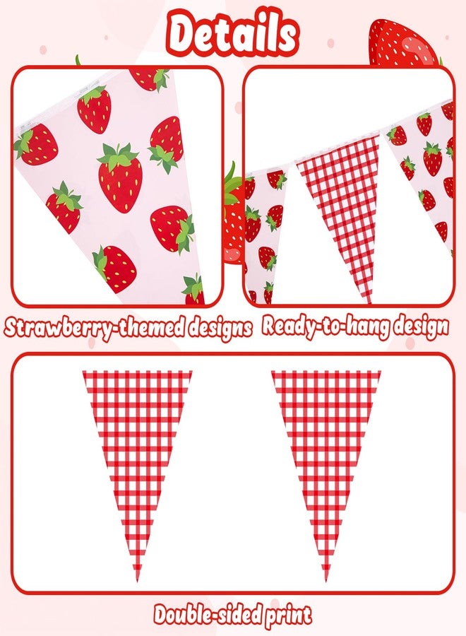 Renbuzhu 6PCS Strawberry Decor Pennant Banners Red Pink Triangle Flags Garland Berry First Birthday Baby Shower Party Decorations - Image 4