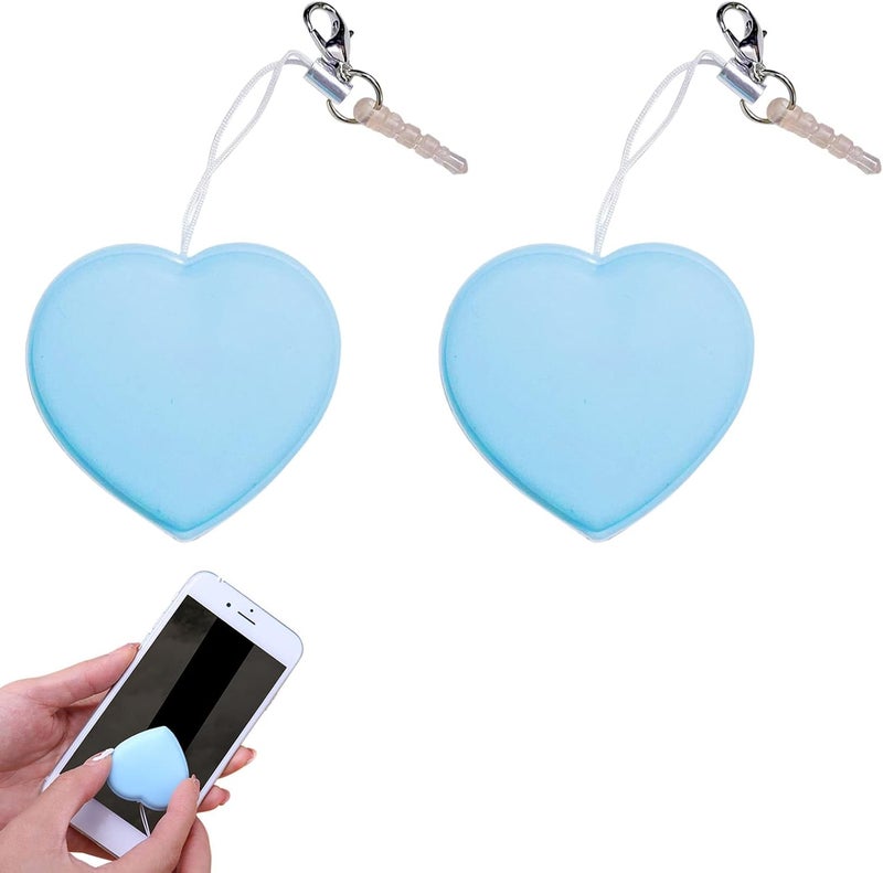 comfrt Heart-Shaped Macaron Screen Glass Cleaner - 1/2/4/6PC Mobile Phone Screen Wipes Lens Cleaner - Creative Screen Glass Cleaning Wipe Brush - Portable Keychain Key Pendant Gift (Blue-2PC) - Image 1