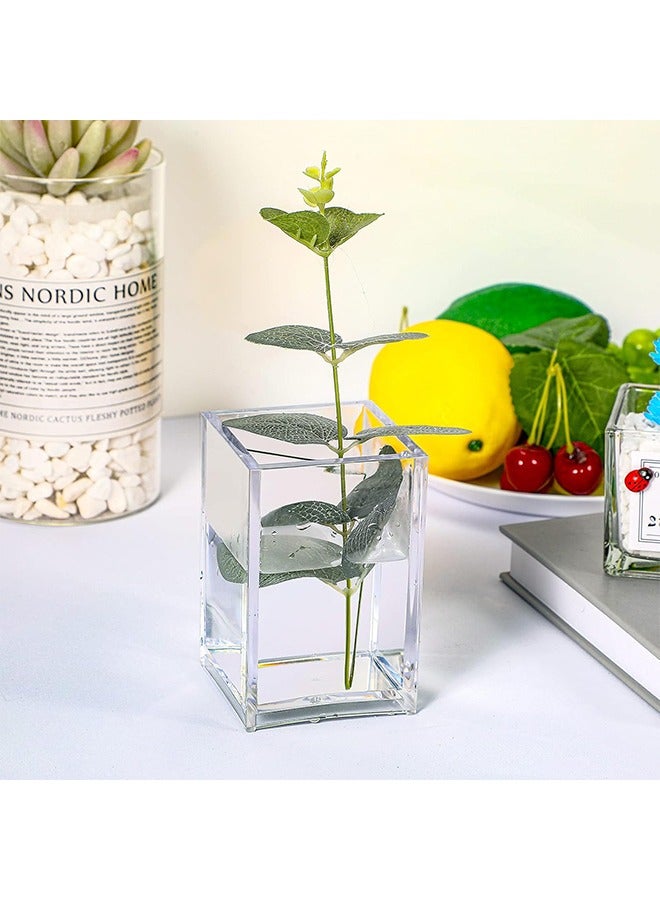 YelaJoy 8 Pieces Clear Acrylic Pen Holder Square Acrylic Pencil Cup Clear Makeup Bush Holder Acrylic Desktop Stationery Organizer for Office School Home Desk Accessories (8 Pack, Square)  - Image 3