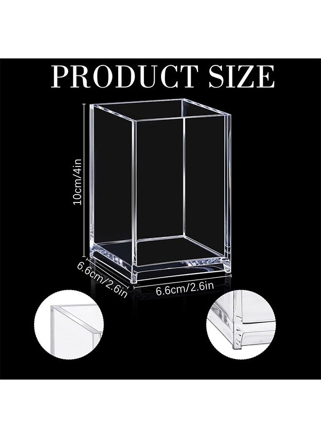 YelaJoy 8 Pieces Clear Acrylic Pen Holder Square Acrylic Pencil Cup Clear Makeup Bush Holder Acrylic Desktop Stationery Organizer for Office School Home Desk Accessories (8 Pack, Square)  - Image 5