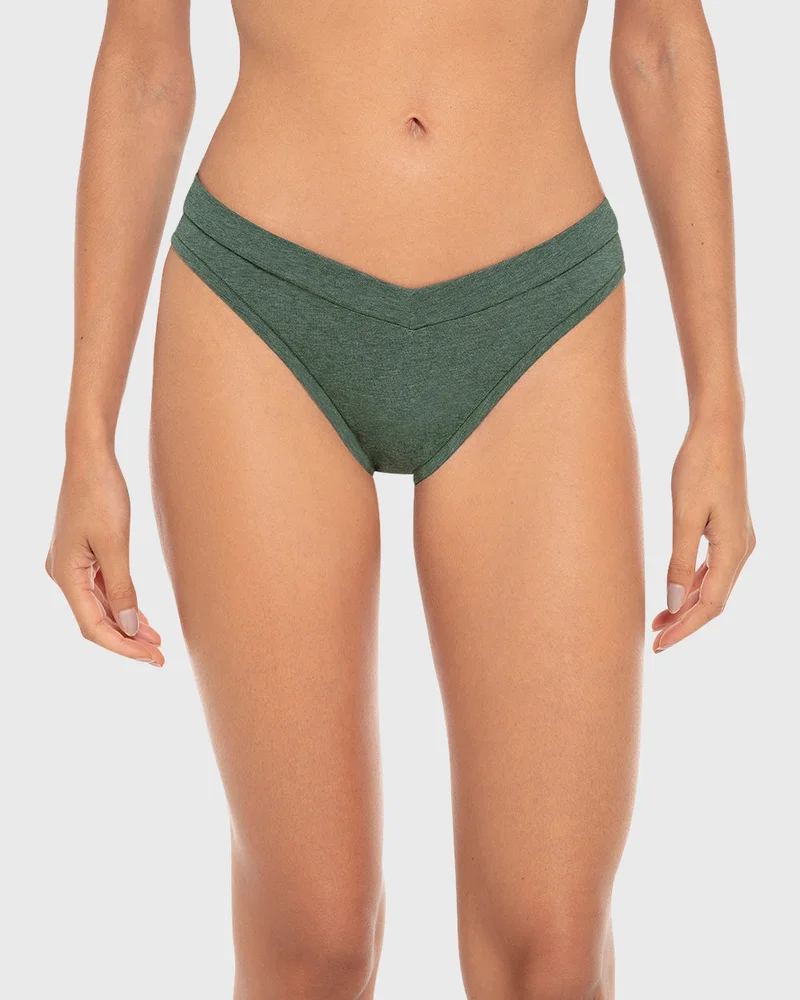 لا سينزا La Senza Bikini Wide Waist Cotton Panty In Jungle Green Heather