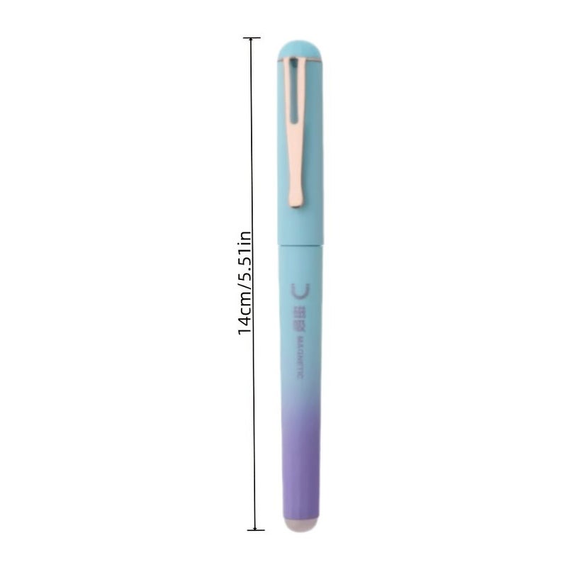 1 Pen Set With 10 Erasable Blue Black Ink Refills 0.38mm Electroplated Colorful Nib Magnetic Cap Design For School Journal Writing - Image 2